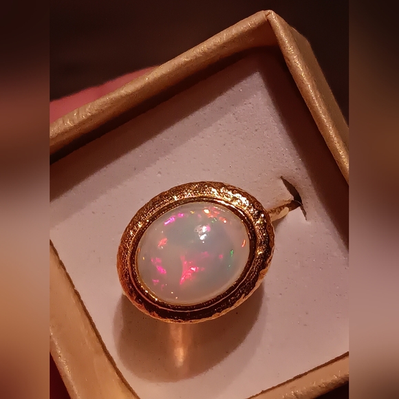 Exclusive Huge Ethiopian Opal Ring Gold Over Sterling Silver New - Picture 12 of 16